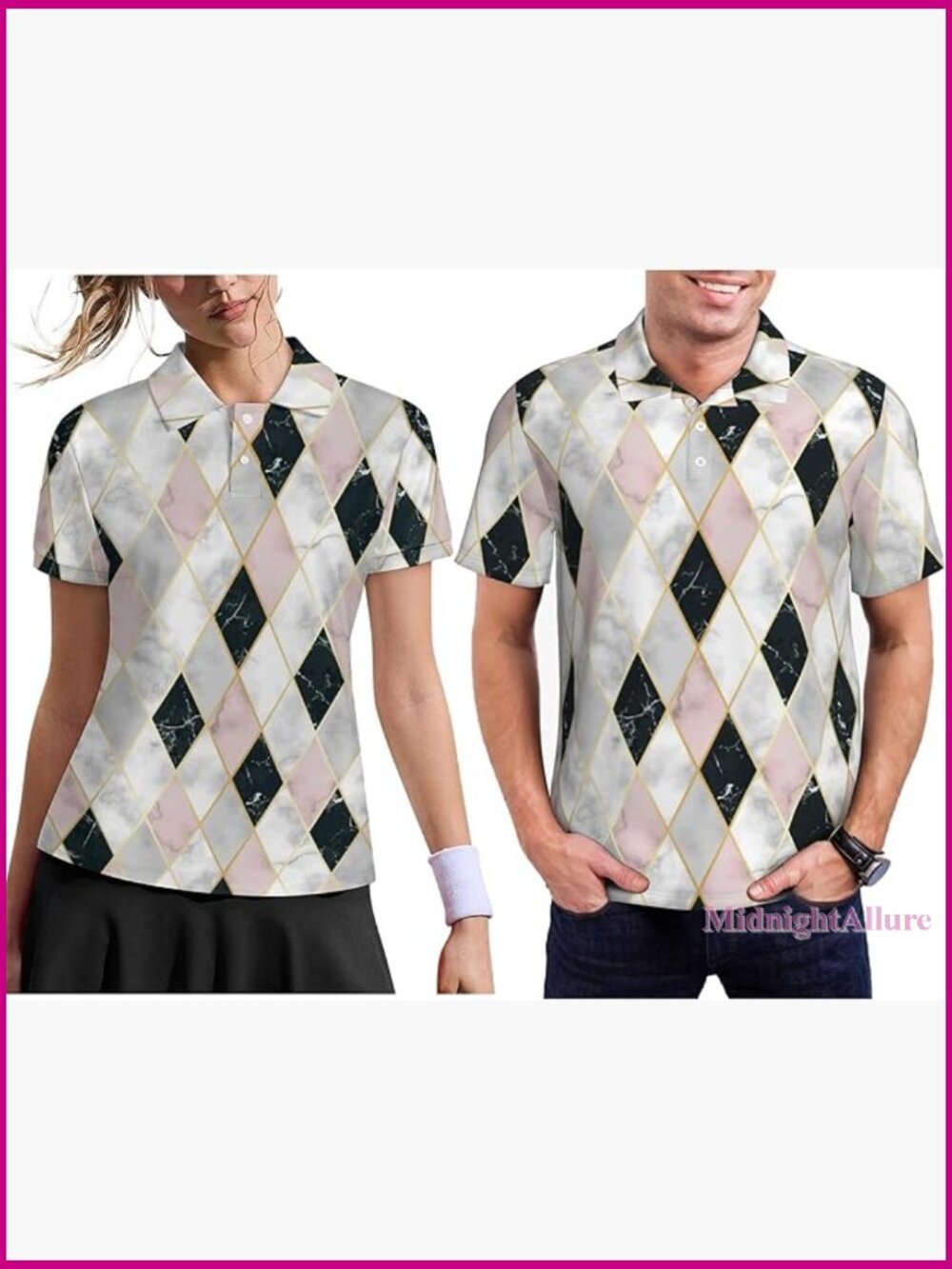 Matching Couple Golf Polo Shirts Short Sleeve Moisture Wicking Unisex